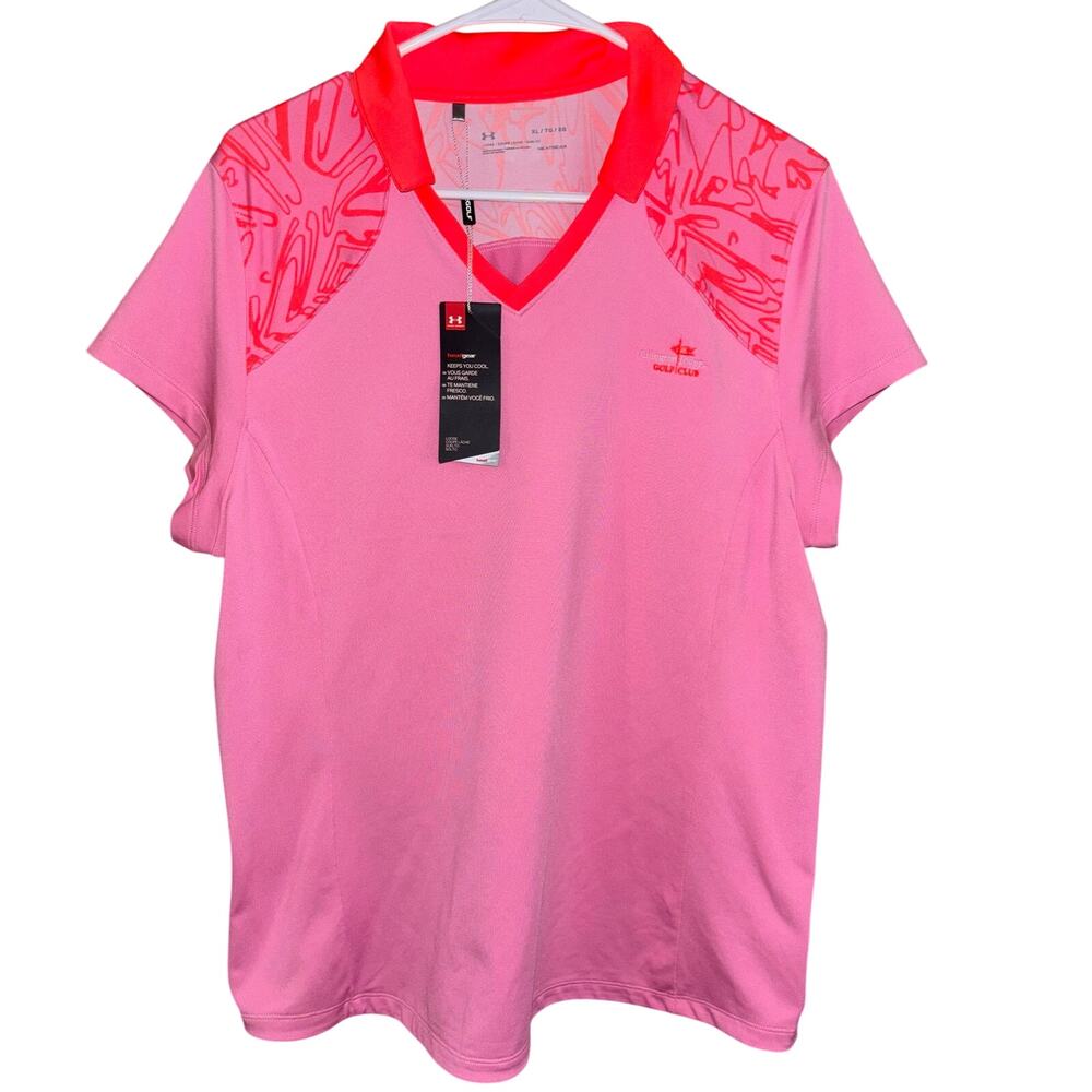 Under Armour women’s golf polo pink loose fit heat gear NWT Arlington Ridge XL